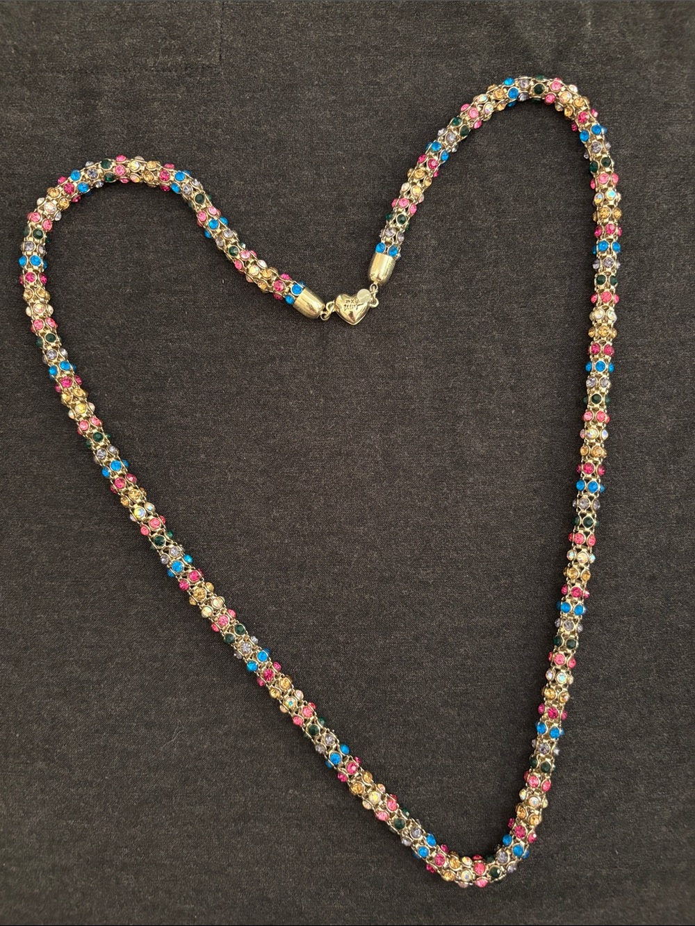BETSEY JOHNSON Gold Tone Multicolor Crystal Chain Necklace - Women Jewelry